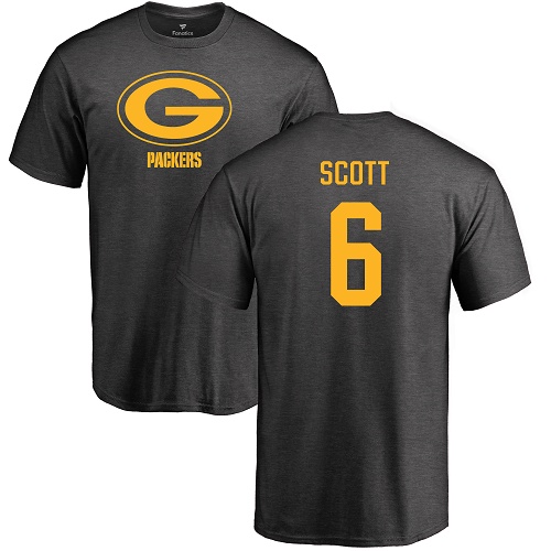 Men Green Bay Packers Ash #6 Scott J K One Color Nike NFL T Shirt